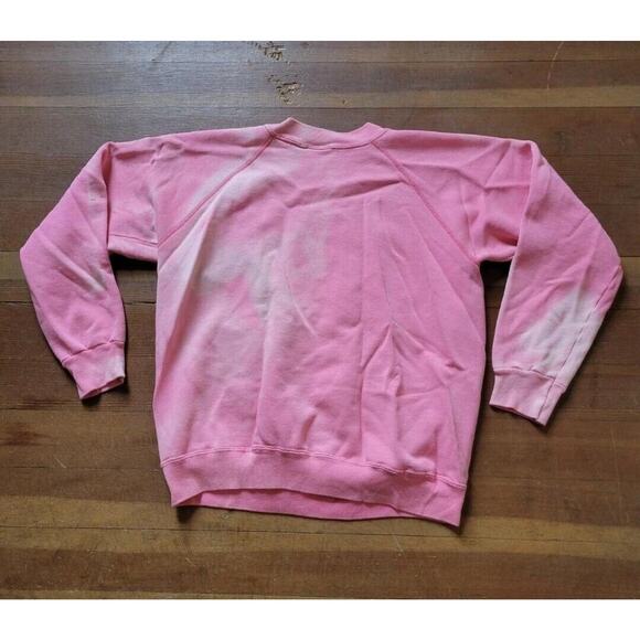 True Vintage Pink Crewneck Sweatshirt Lg Sunfaded Peanuts Mayo Snoopy Flock - Picture 2 of 4